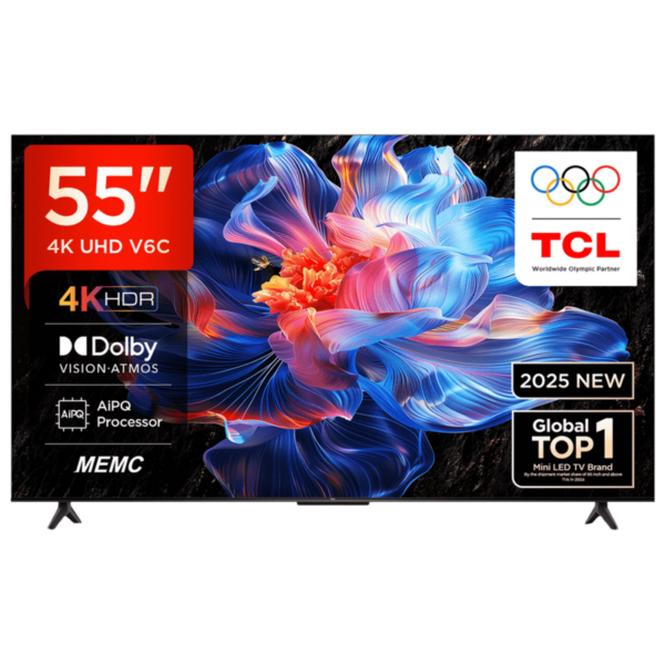 TCL 55V6C 55-Inch 4K HDR Smart TV – Google TV, Dolby Audio, Ultra HD